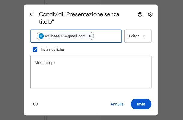 condivisione presetazione google