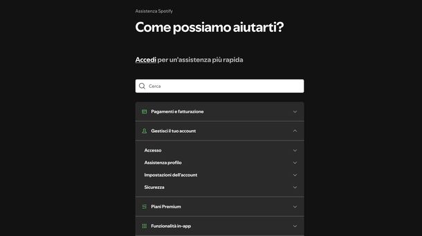 Cosa fare in caso di problemi Spotify