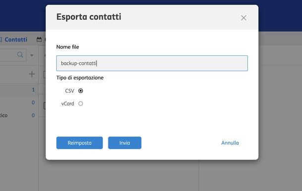 Backup contatti TIM Mail
