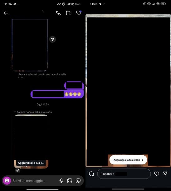 Condividere storia Instagram dove sei taggato Android