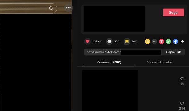 Eliminare like TikTok Web