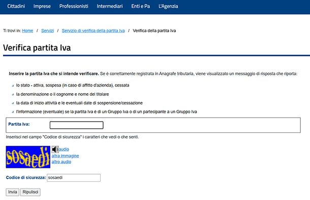 Verifica partita IVA