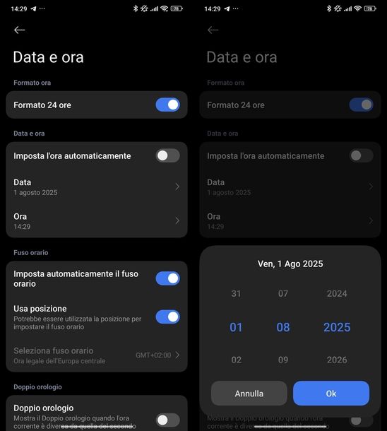 Impostare ora Xiaomi