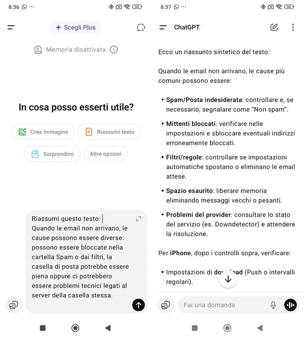 ChatGPT app riassunti automatici