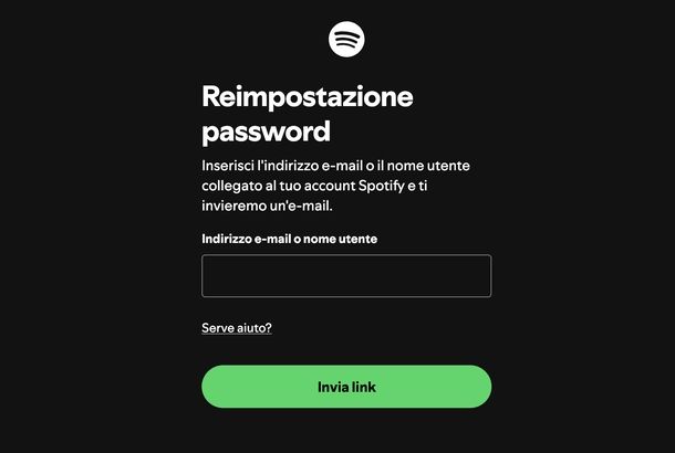 Recuperare password Spotify senza email Web