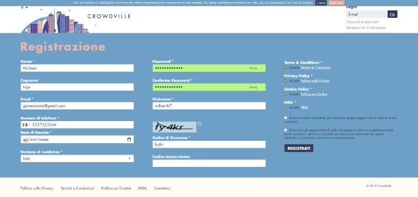 Registrazione CrowdVille
