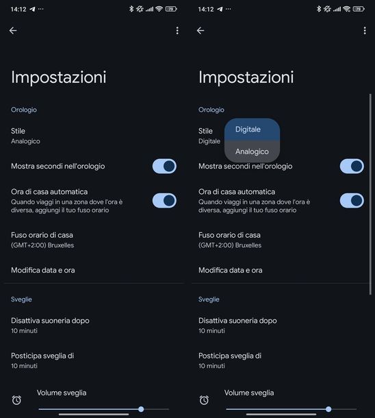 Impostare ora Android