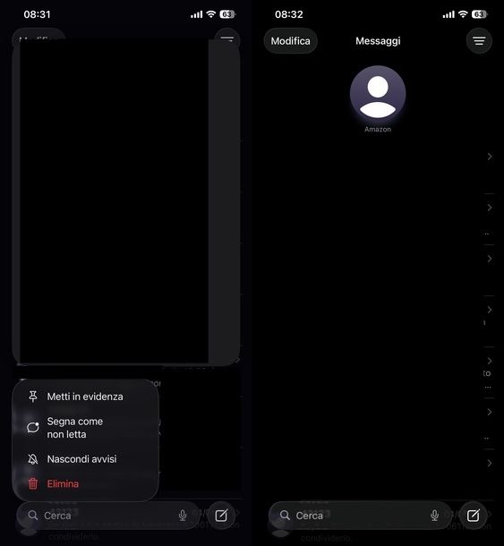Fissare chat iMessage iPhone