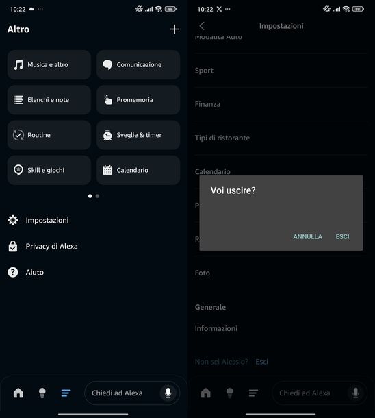 Cambiare account Amazon Alexa Android