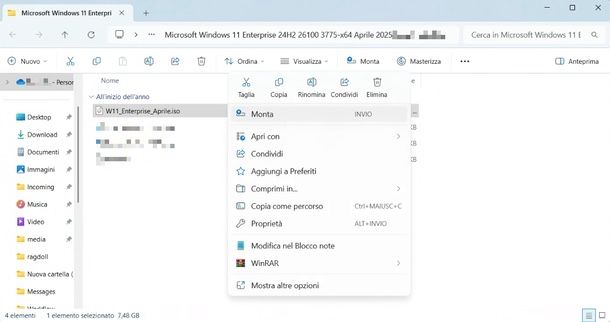 Montare ISO su Windows 11