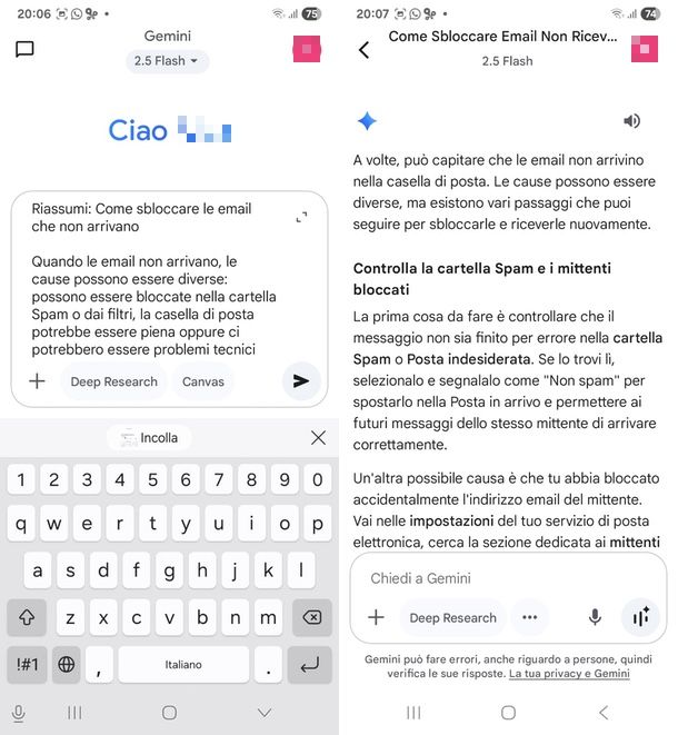 Gemini app per riassunti automatici