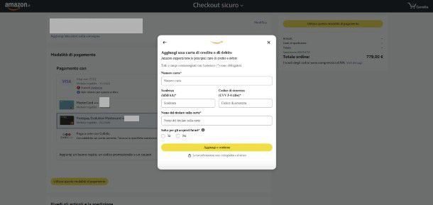 Carta di credito su Amazon