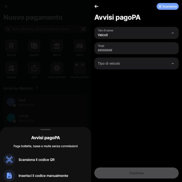 schermate app Revolut pagamento bollo