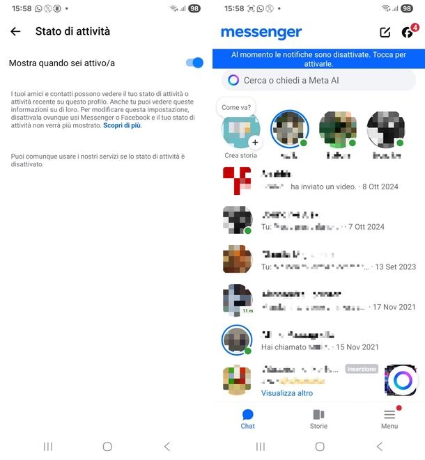 come vedere chi è online Facebook Messenger