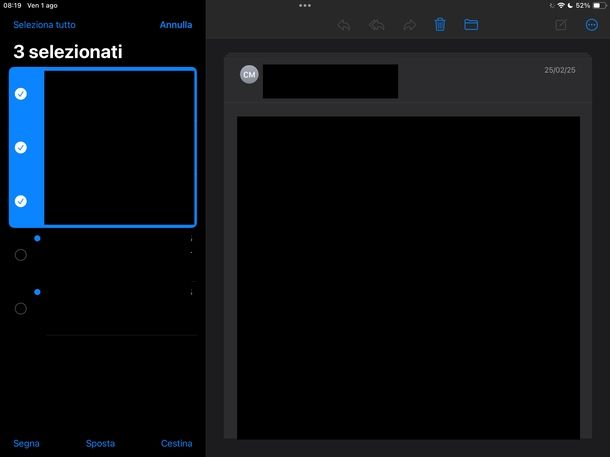 Recuperare mail archiviate Mail iPad