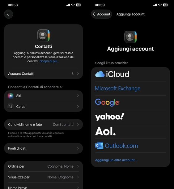 Sincronizzazione account Google iPhone