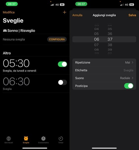 App Orologio iPhone