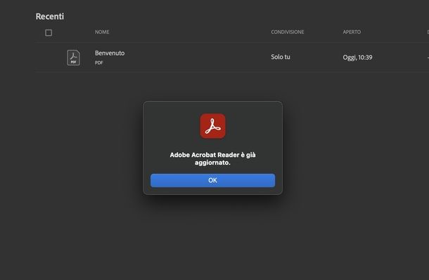 Aggiornare Adobe Acrobat macOS
