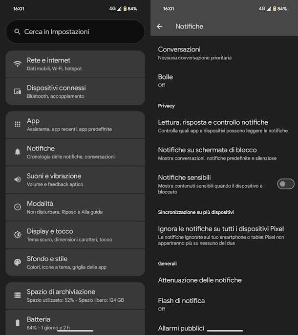 Notifiche sensibili