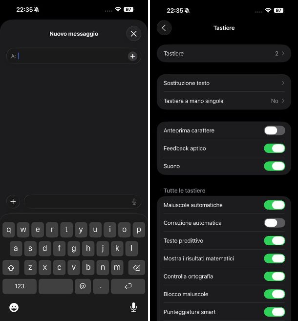 Tastiera virtuale iOS