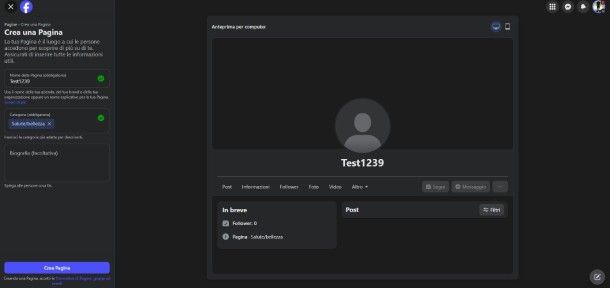 Pagina Facebook di test