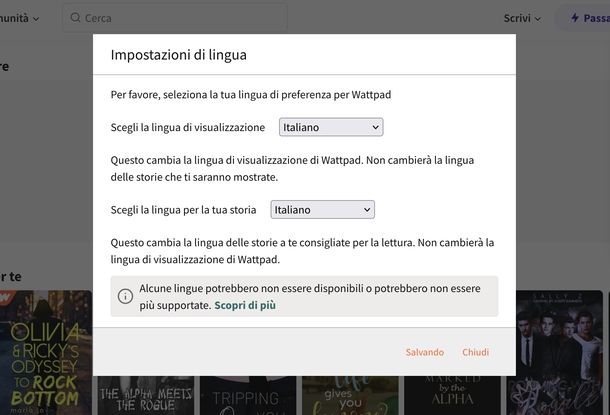 Tradurre sito wattpad