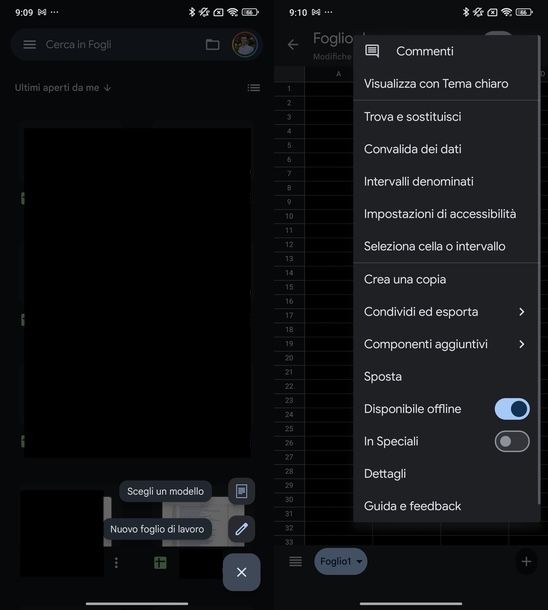 Fogli Google Android