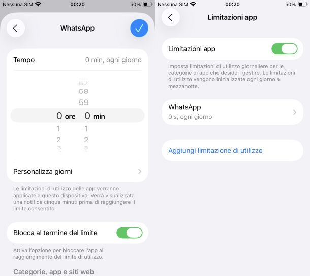 Blocco app iPhone su Tempo di utilizzo