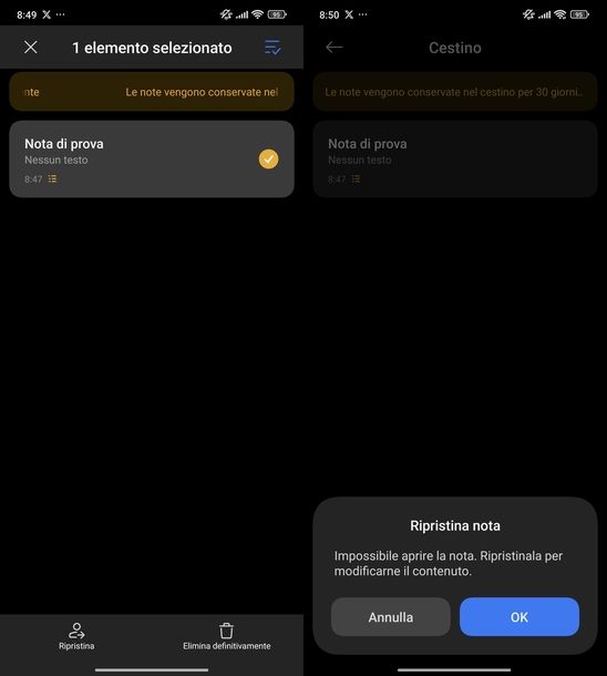 Recuperare note cancellate Note Xiaomi