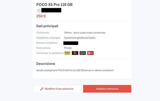 Mettere annuncio Subito.it Web