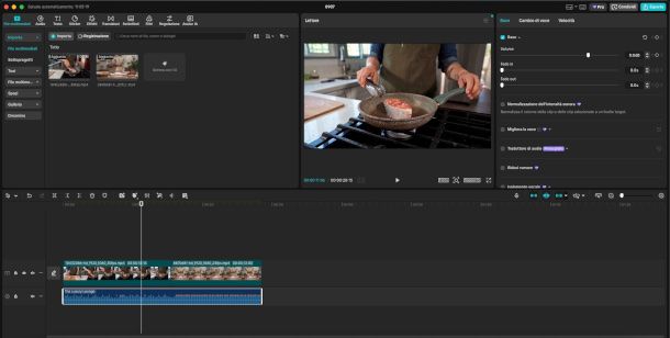 interfaccia CapCut con tutorial video