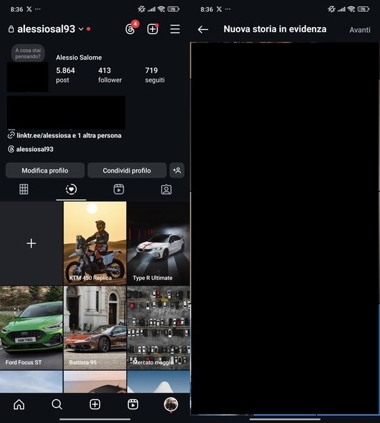 Aggiungere storie in evidenza Instagram Android
