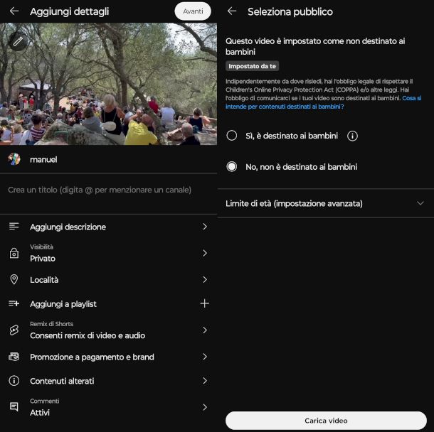 schermate app YouTube Studio