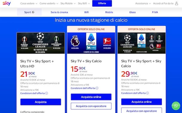 Contattare Sky per nuovo abbonamento