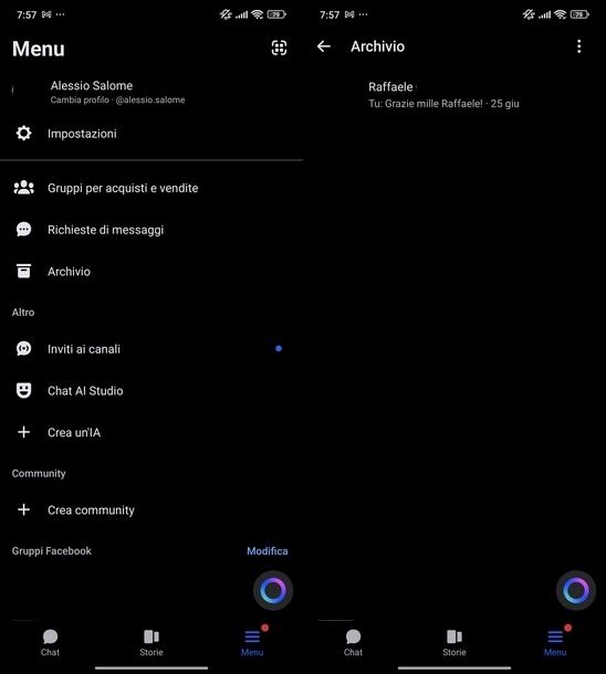 Vedere messaggi archiviati Facebook Android