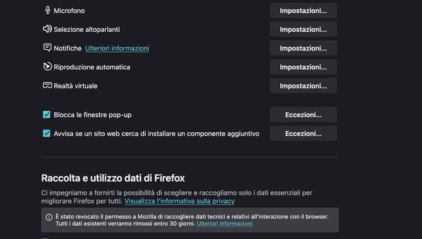 Disattivare popup Mozilla Firefox Windows