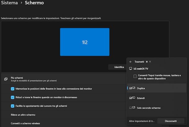 Fare Screen Share con TV LG PC Windows