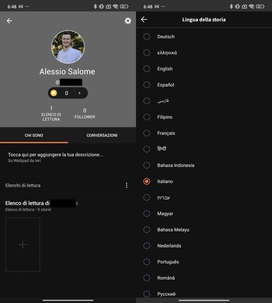 Tradurre app wattpad Android