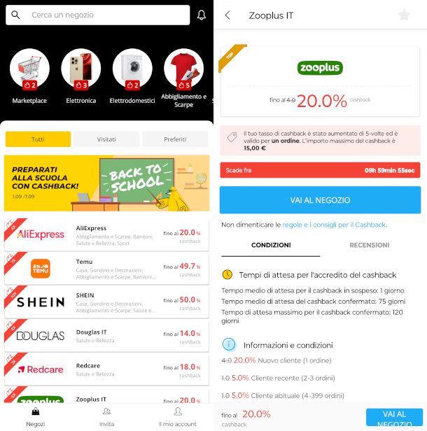 schermate app LetyShops