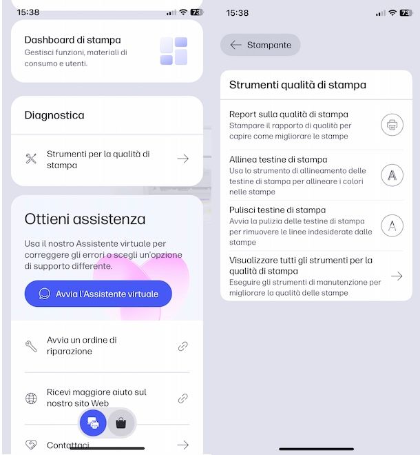 Pulizia testine di stampa da app HP
