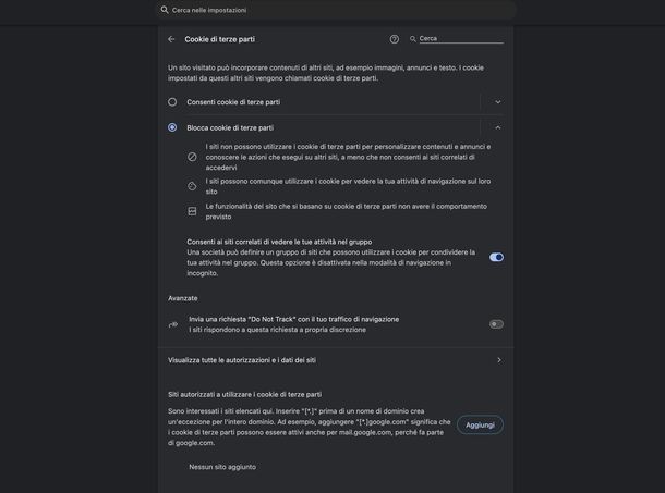 Bloccare cookie Google Chrome Windows
