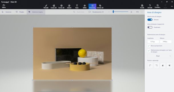 ridimensionare un'immagine con Paint 3D