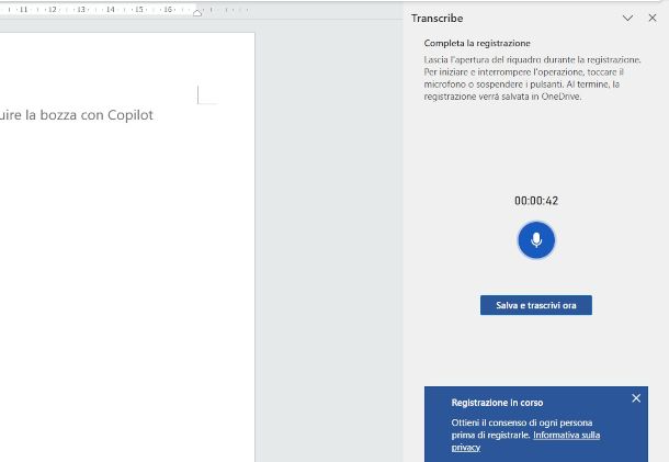 funzione di registrazione Word per Windows
