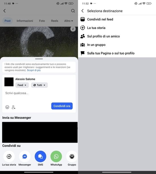 Ripostare un post Facebook Android