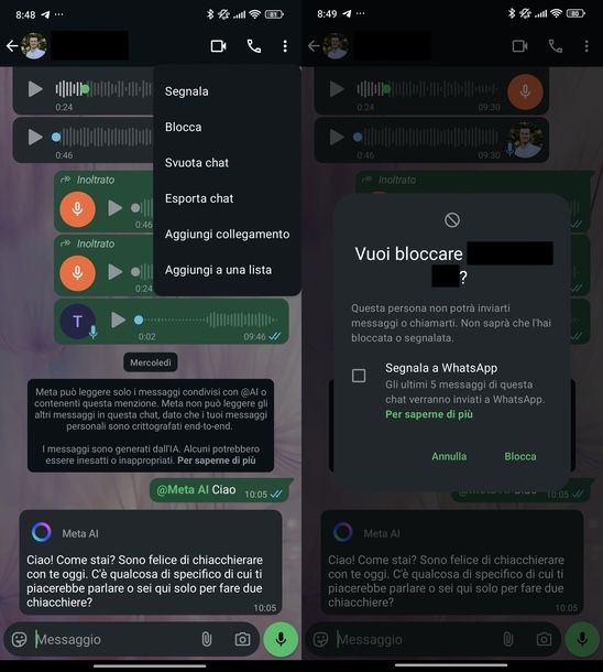 Bloccare numeri sconosciuti WhatsApp Android