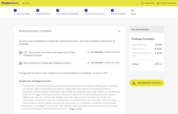 Sottoscrizione Postepay