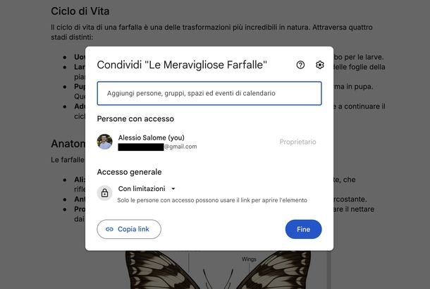 Documento Google condiviso