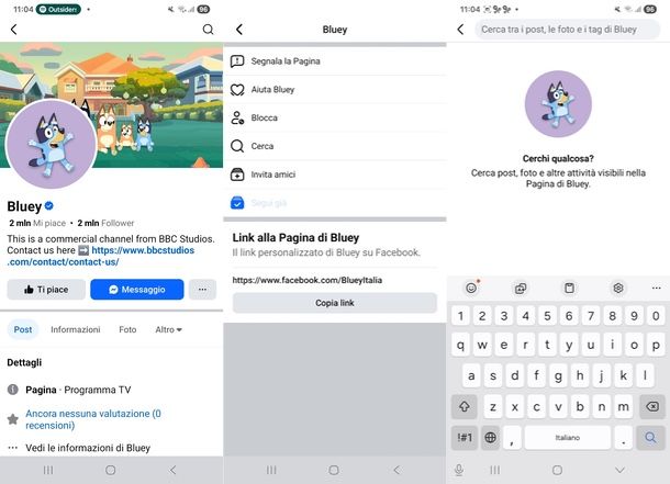 cercare post vecchi di una pagina Facebook app