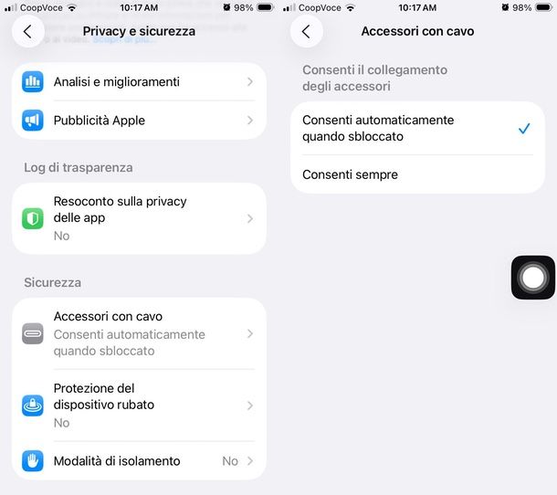 disattivare memoria USB iPhone e iPad