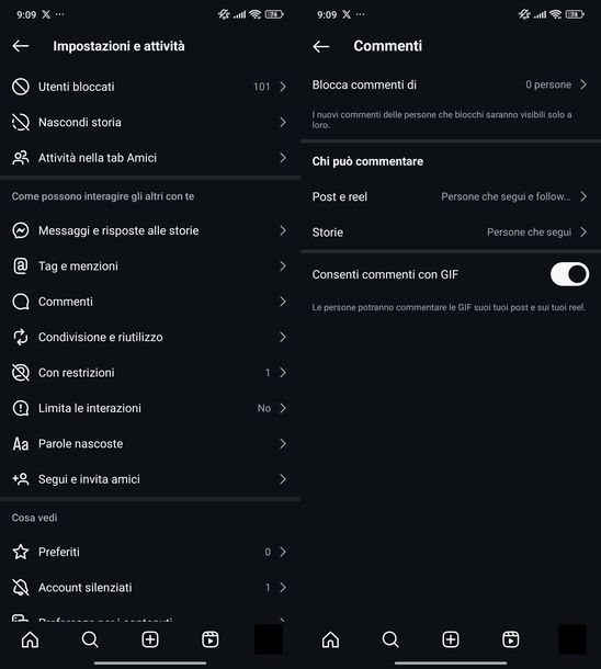 Nascondere miei commenti Instagram Android